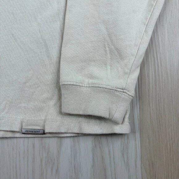 Represent Blank Sweater Men's Size XS Beige Tan Color 100% Cotton Mock Neck - Picture 6 of 10